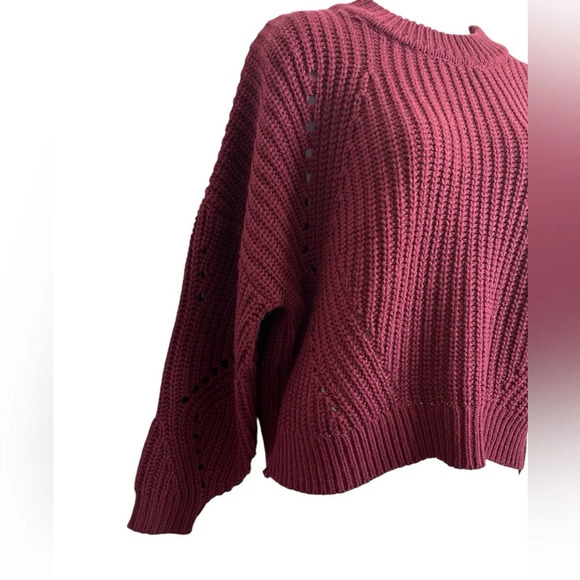 Ladies Eloquii Burgundy Chunky Mock Neck Sweater, Size 14/16 - Picture 2 of 8